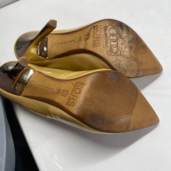 Michael Kors Yellow Patent Leather Pointed-Toe Stiletto Heels Size 8 - Picture 11 of 12